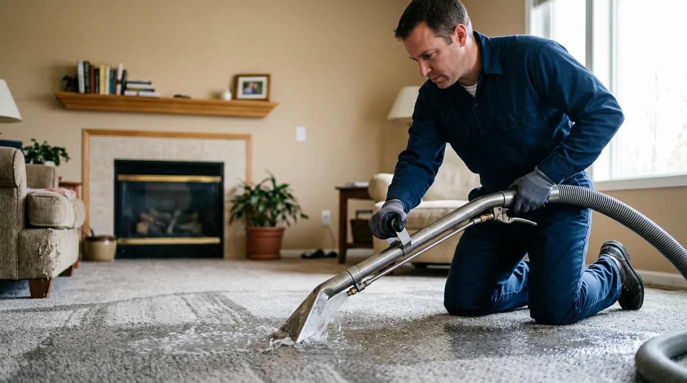 Water damage restoration technician working near Glyndon, MD